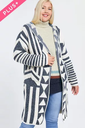 wholesale clothing ethnic print long line hoodie cardigan davi & dani
