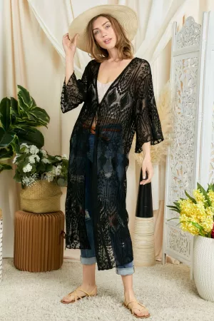 wholesale clothing crochet long sleeve long kimono davi & dani