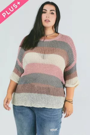 wholesale clothing plus colorblock stripe thick cozy knit sweater davi & dani