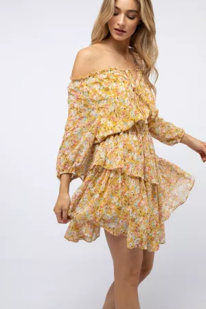 wholesale clothing floral printed smocked layered mini dress davi & dani