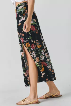 wholesale clothing lovely floral print m slit maxi skirt davi & dani