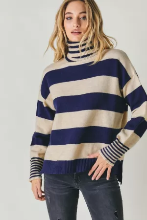 wholesale clothing color block turtle neck sweater davi & dani
