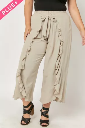wholesale clothing plus solid ruffle pants with elastic waist davi & dani