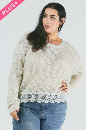 wholesale clothing plus solid round neck long sleeve sweater davi & dani
