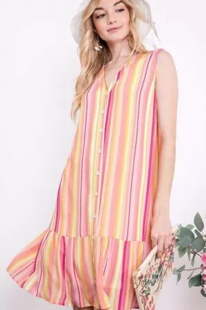 wholesale clothing vivid rainbow striped a-line dress davi & dani