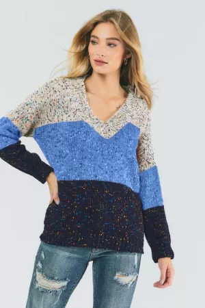wholesale clothing color block long sleeve sweater davi & dani
