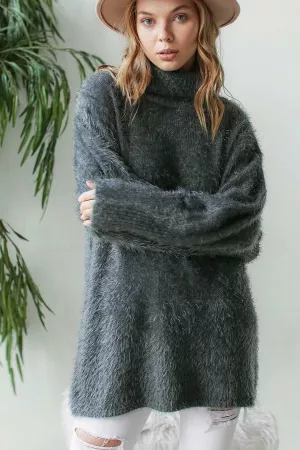 wholesale clothing vegan fur turtleneck sweater davi & dani