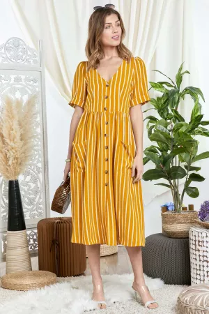 wholesale clothing stripe print button down midi dress davi & dani