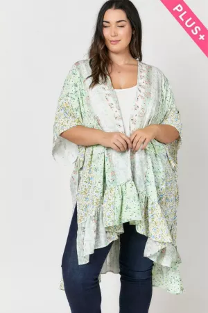 wholesale clothing plus printed short sleeve ruffle kimono davi & dani