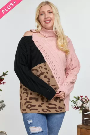 wholesale clothing turtle neck color block cutout sweater davi & dani