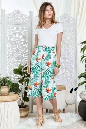 wholesale clothing vibrant tropical palm leaf print wide leg pants davi & dani