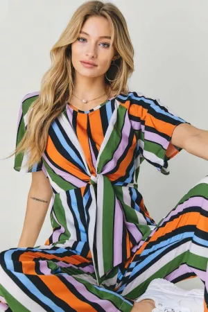 wholesale clothing colorblock striped palazzo jumpsuit davi & dani