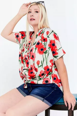 wholesale clothing bold floral print button down v neck shirt davi & dani