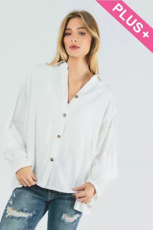 wholesale clothing plus solid v neck button down top davi & dani