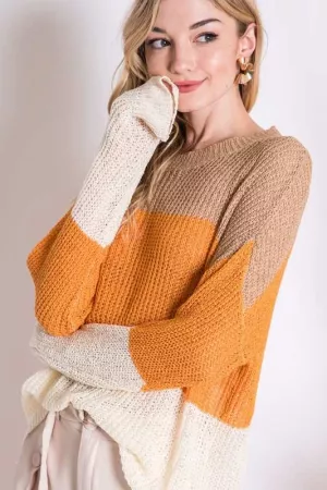 wholesale clothing colorblock striped oversize sweater davi & dani