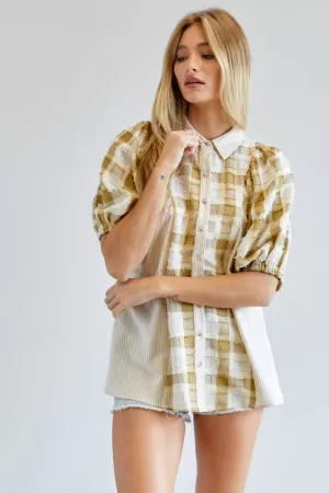 wholesale clothing stripe  button down shirt with pockets davi & dani