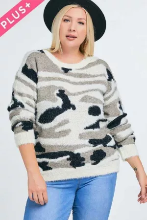 wholesale clothing printed round neck long sleeve sweater davi & dani