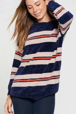 wholesale clothing multi stripe ribbed knit sweater davi & dani