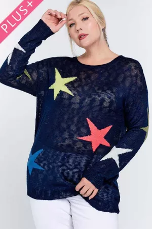wholesale clothing plus multi star layering boyfriend sweater davi & dani