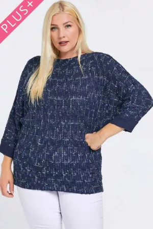 wholesale clothing plaid textured dolman sleeve pullover swetaer top davi & dani
