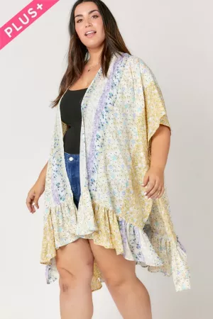 wholesale clothing plus printed short sleeve ruffle kimono davi & dani