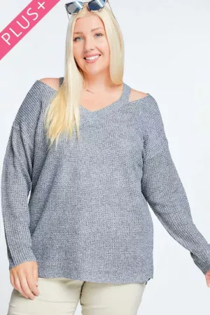 wholesale clothing cold shoulder loose fit knit longline sweater davi & dani