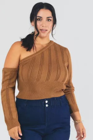 wholesale clothing plus solid one shoulder long sleeve sweater davi & dani