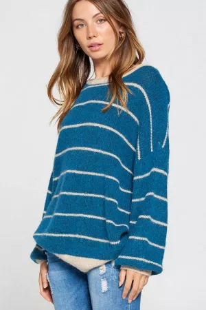 wholesale clothing stripe oversized longline sweater davi & dani