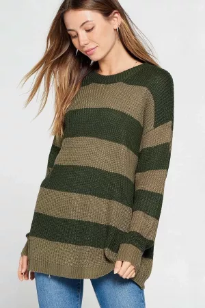 wholesale clothing stripe colorblock cozy thick knit sweater davi & dani