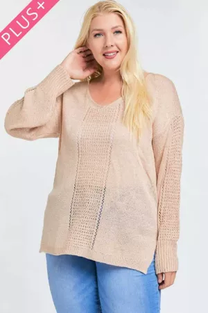 wholesale clothing plus wide neck thin knit sweater top davi & dani