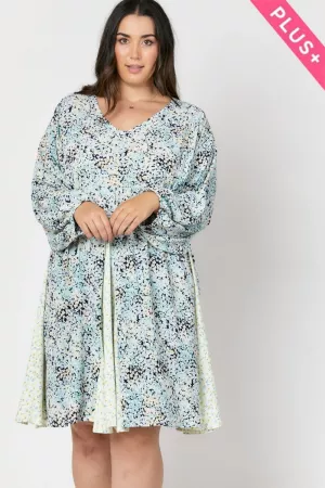 wholesale clothing plus floral printed v neck mini dress davi & dani