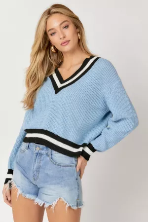 wholesale clothing solid v neck long sleeve sweater davi & dani