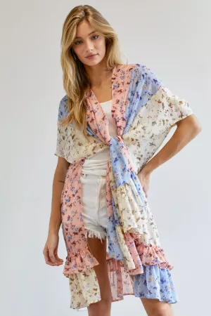 wholesale clothing printed short sleeve ruffle kimono davi & dani