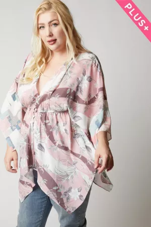 wholesale clothing plus printed button down kimono davi & dani