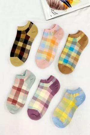 wholesale clothing stylish plaid jacquard socks , plaid ankle socks davi & dani