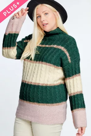 wholesale clothing plus color block mock neck long sleeve sweater davi & dani
