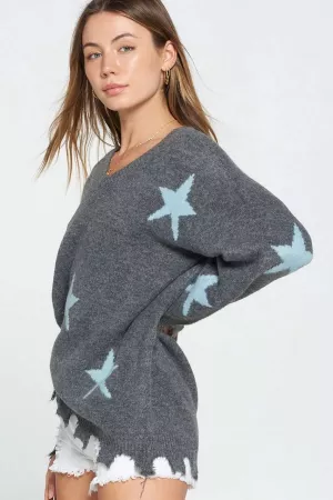 wholesale clothing multi star layering boyfriend sweater davi & dani