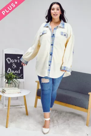 wholesale clothing plus solid button down jacket with pockets davi & dani