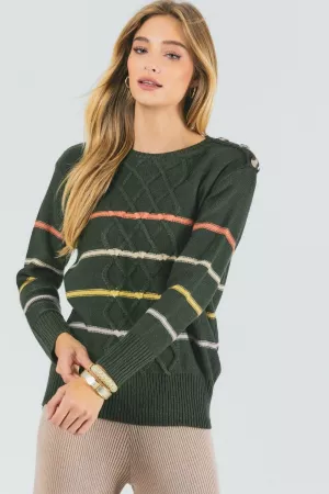 wholesale clothing stripe crew nwck long sleeve sweater davi & dani