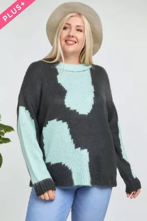 wholesale clothing color block round neck loose sweater davi & dani