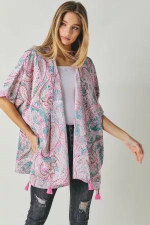 wholesale clothing printed short sleeve short kimono davi & dani