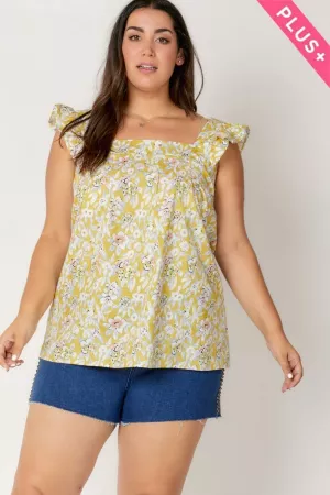 wholesale clothing plus floral printed ruffle sleeveless top davi & dani