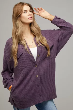 wholesale clothing brused waffle knit utility jacket top davi & dani
