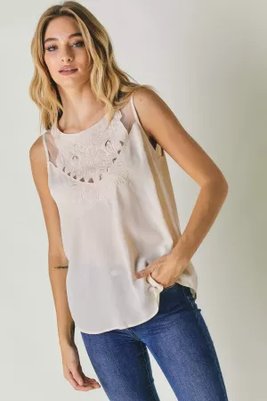 wholesale clothing embroidered sleeveless button down back top davi & dani