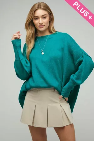 wholesale clothing plus solid boat neck long sleeve sweater davi & dani