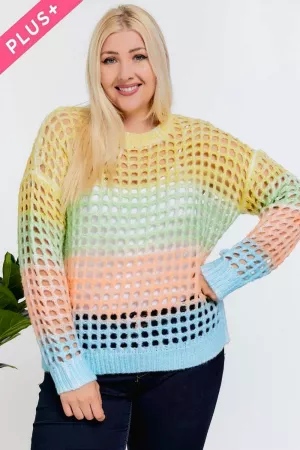 wholesale clothing rainbow fishnet knit sweater davi & dani