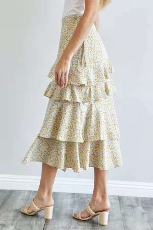 wholesale clothing lovely floral print flared midi skirt davi & dani