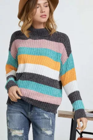 wholesale clothing colorblock panel thick knit sweater davi & dani
