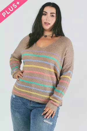 wholesale clothing plus stripe print oversized cozy sweater davi & dani