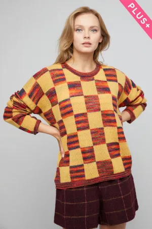 wholesale clothing plus thread checkered sweater top davi & dani